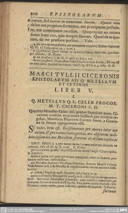 Marci Tullii Ciceronis Epistolarum Ad Q. Metellum Et Ceteros Liber V.