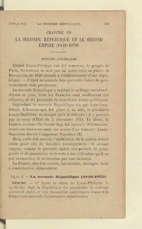 La seconde République et le second Empire (1848 - 1870)