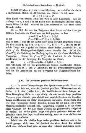 § 61. Die Quotienten paralleler Differenzvectoren.