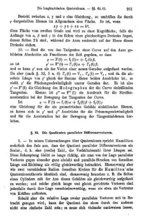§ 61. Die Quotienten paralleler Differenzvectoren.