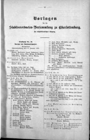 In nicht öffendlicher Sitzung (29), 20. Januar 1909