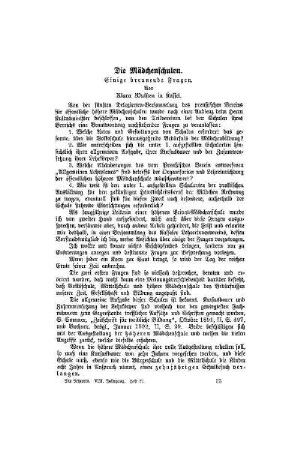 Die Mädchenschulen : einige brennende Fragen