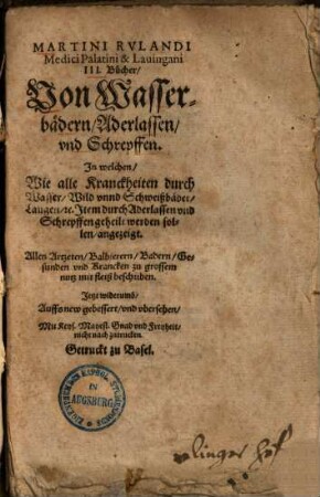 III Bücher von Wasser-Bädern, Aderlassen und Schrepfen