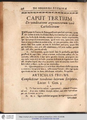 ARTICULUS PRIMUS Complectitur vindicias locorum Scriptura.