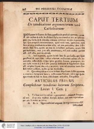 ARTICULUS PRIMUS Complectitur vindicias locorum Scriptura.