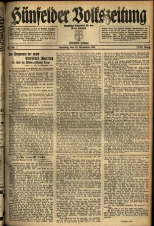 Ausgabe vom Samstag, den 12. November 1921.