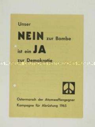 Propagandaflugblatt von der "Kampagne für Abrüstung" zum Ostermarsch gegen Atomwaffen