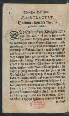 Der erste Tractat. Darinnen von der Theoria gehandelt wirdt.
