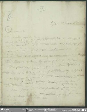 Eigenh. Brief von Horace H. Wilson an August Wilhelm von Schlegel, 20.06.1837