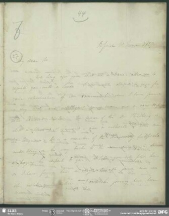 Eigenh. Brief von Horace H. Wilson an August Wilhelm von Schlegel, 20.06.1837