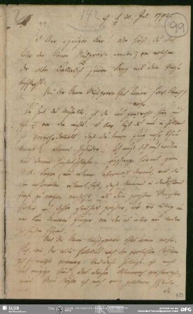 Eigenh. Brief von Gottfried August Bürger an August Wilhelm von Schlegel, Göttingen, 30.07.1792