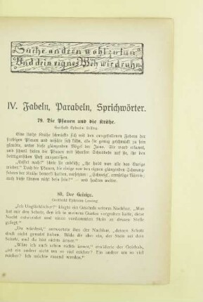 IV. Fabeln, Parabeln, Sprichwörter