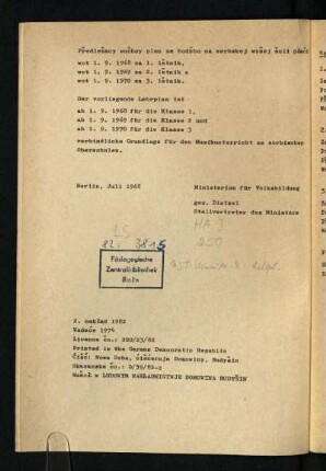 Der vorliegende Lehrplan ...