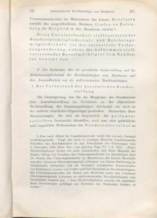 V. Die Rechtssätze über die persönliche Sonderstellung und die Behördenmitgliedschaft der Bevollmächtigten zum Bundesrat und ihre Anwendbarkeit auf die stellvertretenden Bevollmächtigten.
