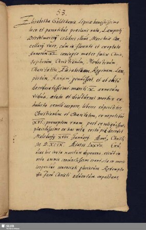 53. Distelmeyer, Elisabeth: Eigenh. Entwurf einer Grabschrift