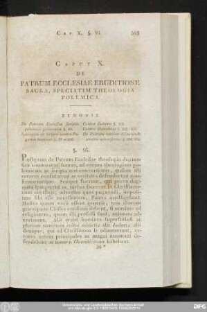Caput X. De Patrum Ecclesiae Eruditione Sacra, Speciatim Theologia Polemica.