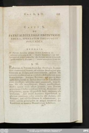 Caput X. De Patrum Ecclesiae Eruditione Sacra, Speciatim Theologia Polemica.