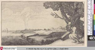 [Landschaft mit einem sich erleichternden Mann; Landscape with a man relieving himself]