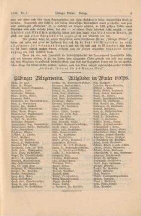 3 Tübinger Bürgerverein. Mitglieder im Winter 1897/98