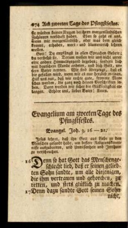 Evangelium am zweeten Tage des Pfingstfestes