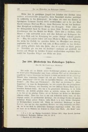 Zur 100. Wiederkehr des Todestages Schillers : (Schluß)
