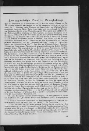 Zum gegenwärtigen Stand der Gesangbuchfrage