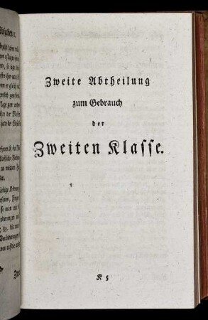 Zweite Abtheilung zum Gebrauch der Zweiten Klasse. Zweiter Anhang.