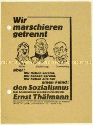 Aufruf der KPD zur Wahl von Ernst Thälmann zum Reichspräsidenten 1932