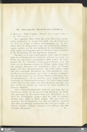 10. Allgemeine Theorie des Lichtes