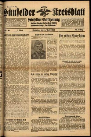 Erste Ausgabe vom Samstag, den 04. April 1942.