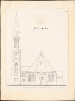 Kirche mit 412 Sitzplätzen: Aufriss von Süden