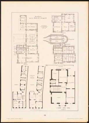 Grundrisse Köln, Karlsruhe: Grundrisse (aus: Moderne Neubauten, 4.Jg., 1898ff, hrsg. W. Kick)