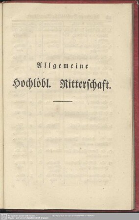 Allgemeine Hochlöbl. Ritterschaft