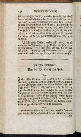 Zweyter Abschnitt. Von der Verhütung der Pest.
