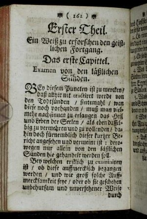 Erster Theil. Ein Weiß zu erforschen den geistlichen Fortgang