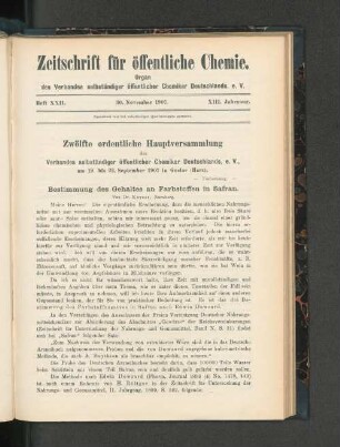 Heft XXII. 30. November 1907.