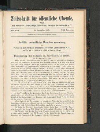 Heft XXII. 30. November 1907.