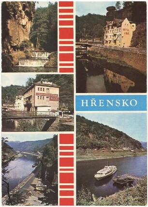 Hrensko (Herrnskretschen). Ortsansichten, Ansichtskarte, color