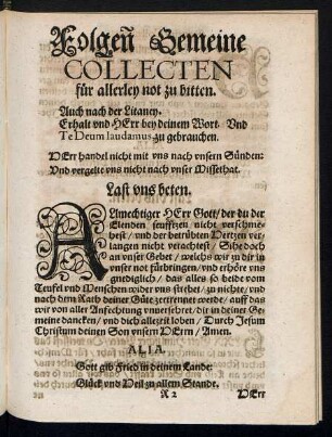 Folgen Gemeine Collecten für allerley not zu bitten.