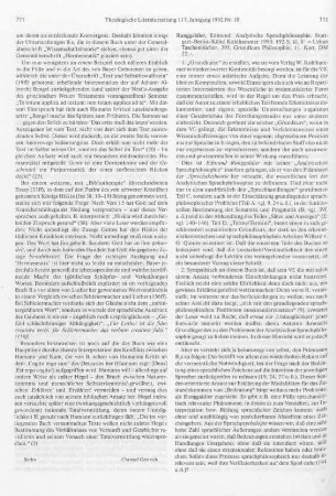 772-773 [Rezension] Runggaldier, Edmund, Analytische Sprachphilosophie