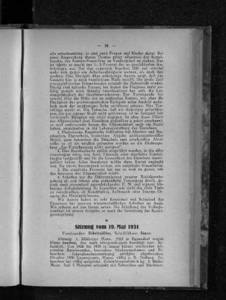 Sitzung vom 19. Mai 1931