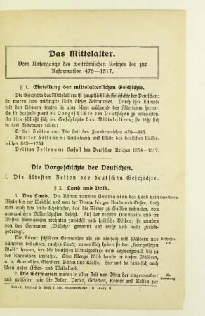 Das Mittelalter. Vom Untergange des weströmischen Reiches bis zur Reformation 476-1517