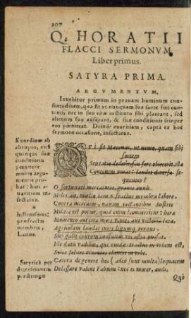 Q. Horatii Flacci Sermonum Liber primus.