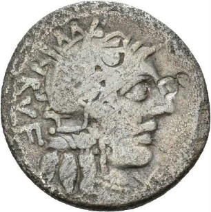 Denar des Q. Minucius Rufus mit Darstellung der Dioskuren
