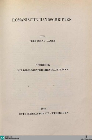 Beil. 2,1: Romanische Handschriften