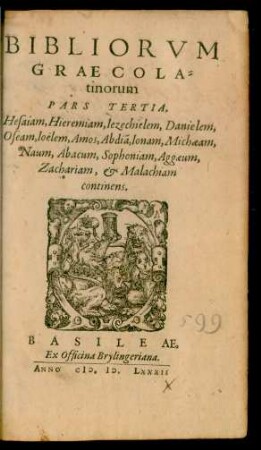 Ps. 3: Hesaiam, Hieremiam, Iezechielem, Danielem,|| Oseam, Ioelem, Amos, Abdia[m], Ionam, Michæam,|| Naum, Abacum, Sophoniam, Aggæum,|| Zachariam, & Malachiam|| continens.