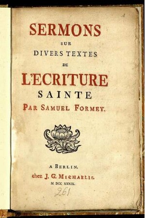 Sermons Sur Divers Textes De L'Écriture Sainte