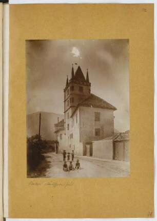 Knöringen-Turm (Deutschordenshaus), Bozen: Außenansicht (aus: Skizzen- und Fotoalbum 13)