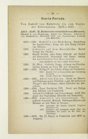 Vierte Periode. Von Rudolf von Habsburg bis zum Beginn der Reformation. 1273-1517