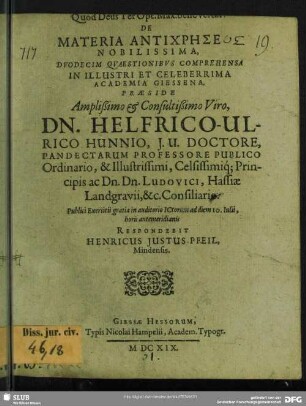 De Materia Antichrēseōs Nobilissima : Duodecim Quaestionibus Comprehensa